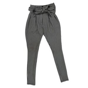 Windsor Houndstooth Paperbag Waist Pants M Black White Dark Academia Retro Mod